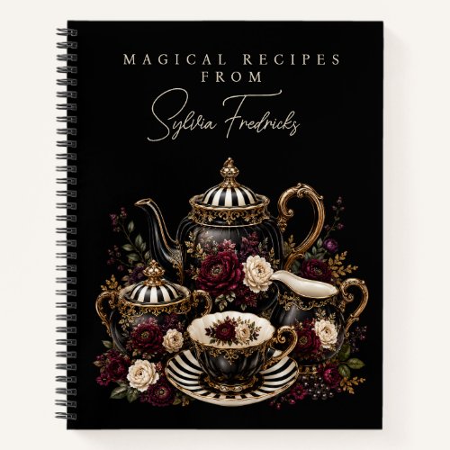 Personalized Recipe Notebook - Gothic Tea Set