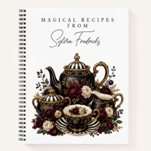 Personalized Recipe Notebook - Gothic Tea Set