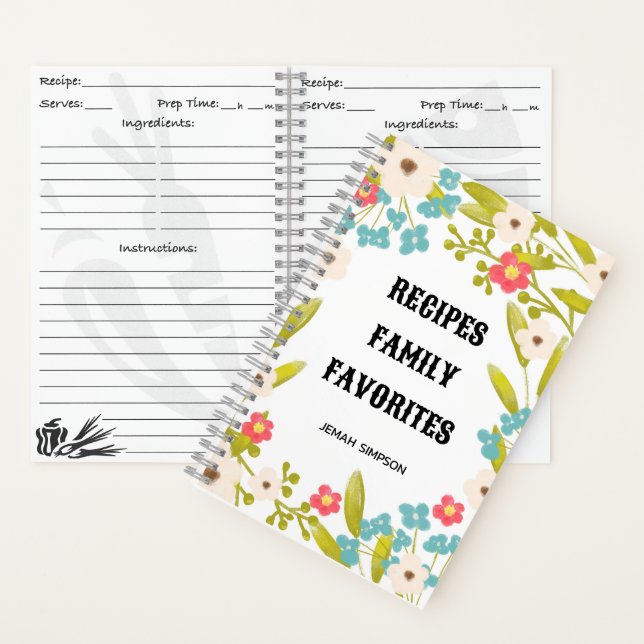 Personalized Recipe Organizer - Floral Recipe Book (Inside)