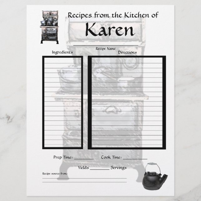 Personalized recipe page (Front)