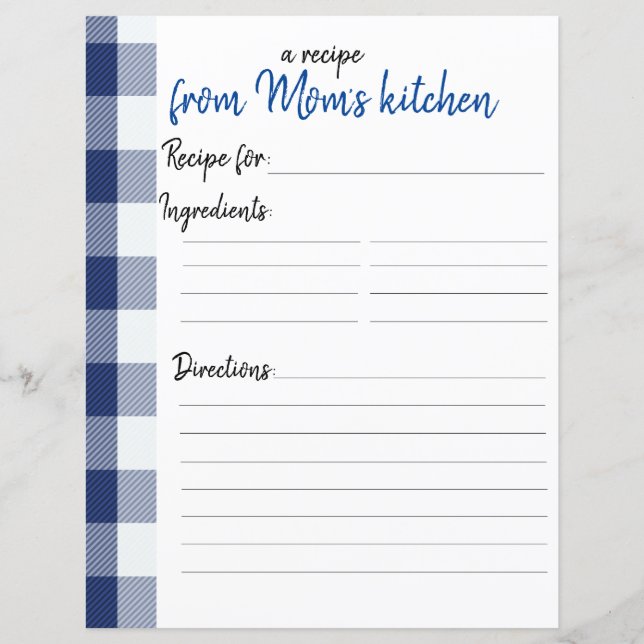 Personalized Recipe Paper (Front)