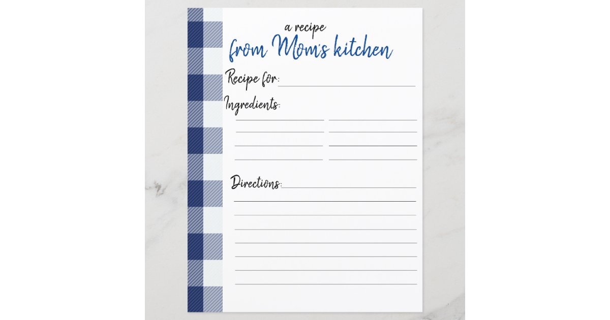 Personalized Recipe Paper, Zazzle