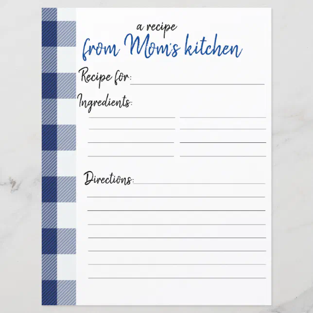 Personalized Recipe Paper, Zazzle