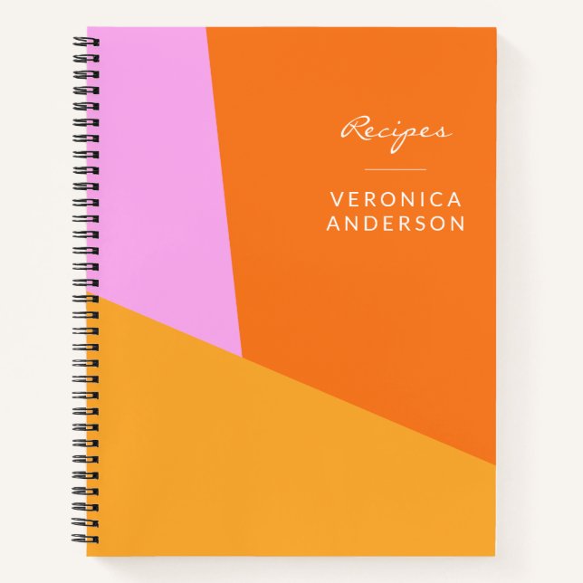 Personalized Recipe Vibrant Geometric Chef Cook Notebook (Front)