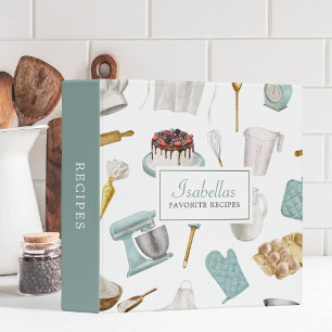 Personalized Recipe Watercolor Cookbook 3 Ring Binder