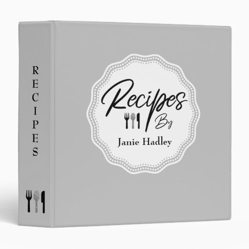 Personalized Recipes Book 3 Ring Binder