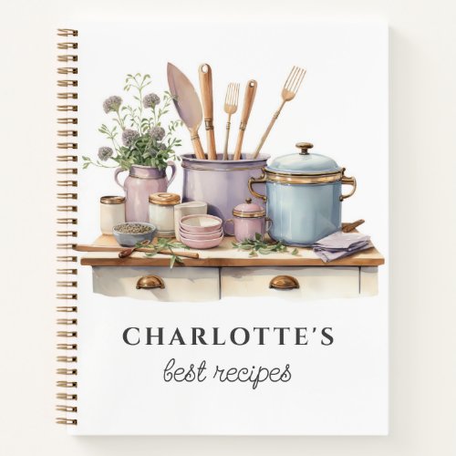 Personalized Recipes Cooking Pots Pans Utensils  Notebook