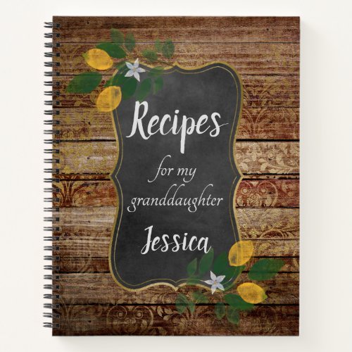 Personalized Recipes for my Granddaughter on Brown Notebook