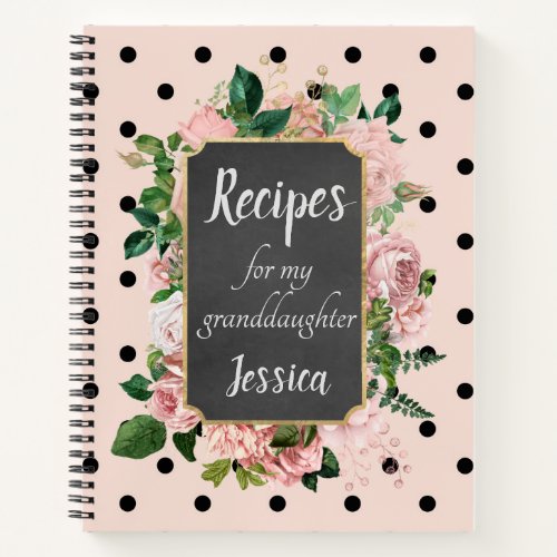 Personalized Recipes for my Granddaughter Pink Notebook