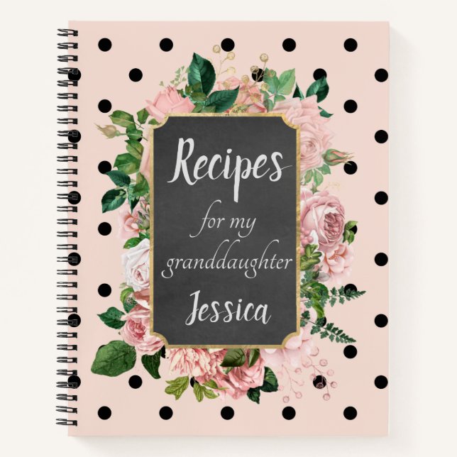 Personalized Recipes for my Granddaughter Pink Notebook (Front)