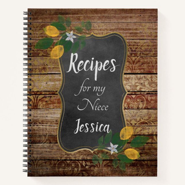 Personalized Recipes for my Niece on Brown  Notebook (Front)