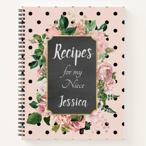 Personalized Recipes for my Niece Pink Floral Notebook