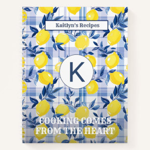 PERSONALIZED RECIPES LEMONS MONOGRAM MESSAGE  NOTEBOOK