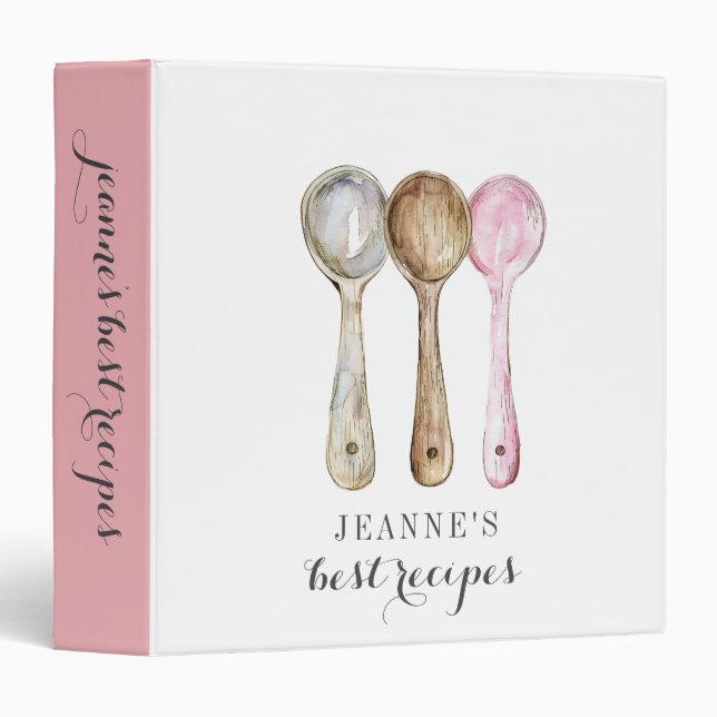 Personalized Recipes Mixing Spoons  3 Ring Binder (Front/Spine)