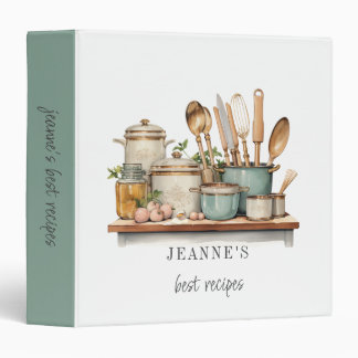 Personalized Recipes Pots Pans Cooking Utensils 3 Ring Binder