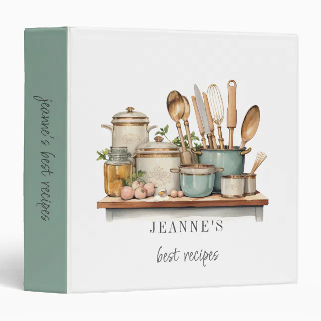 Binder Pan Personalized Recipes Pots Pans Cooking Utensils 3 Ring Binder | Zazzle