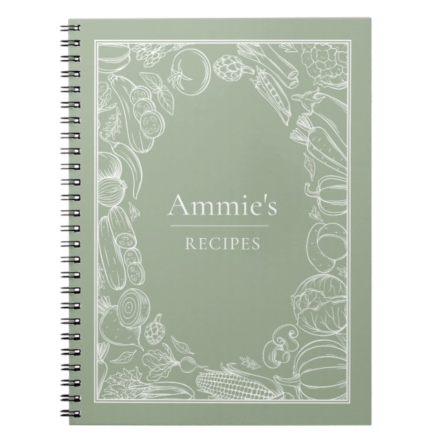 Personalized Recipes Vegetables Illustration Notebook (Front)