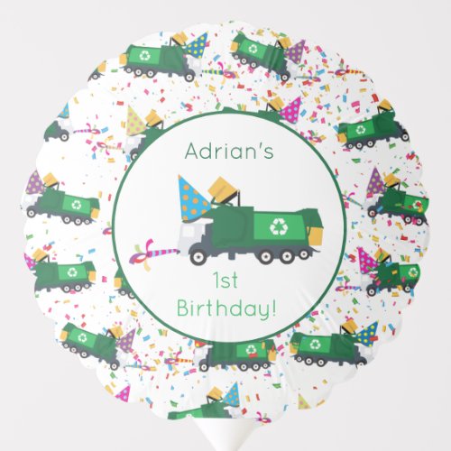 Personalized Recycling Garbage Truck Party   Balloon