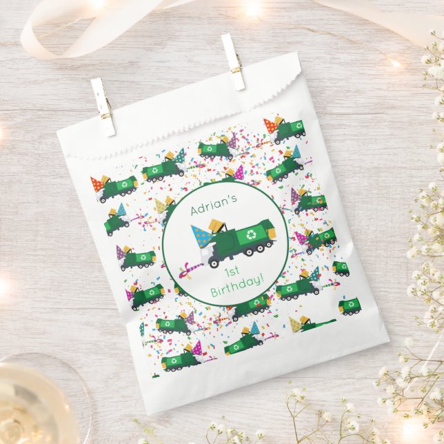 Personalized Recycling Garbage Truck Party Pattern Favor Bag (Clipped)