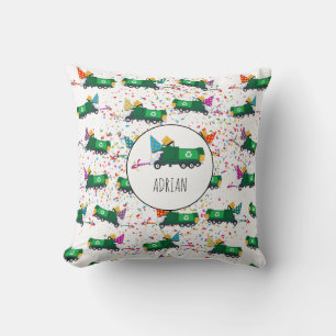 Personalized Recycling Garbage Truck Party Pattern Throw Pillow