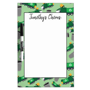 Personalized Recycling Garbage Truck Pattern Kids Dry Erase Board