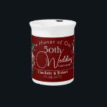 Personalized Red 50th Couples Wedding Anniversary  Beverage Pitcher<br><div class="desc">Personalized Red 50th Couples Wedding Anniversary - A wedding anniversary is always special and yes, 50 years together is quite impressive and so we have created this 50th wedding anniversary product with you in mind. The product is fully customizable thus allowing you to make the desirable changes. To edit simply...</div>