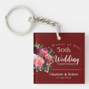 Personalized Red 50th Couples Wedding Anniversary  Keychain