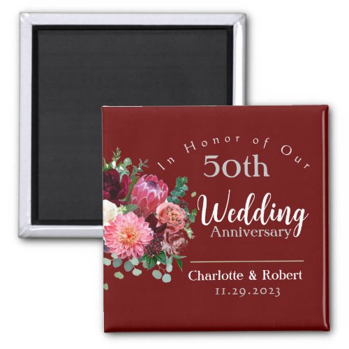 Personalized Red 50th Couples Wedding Anniversary  Magnet