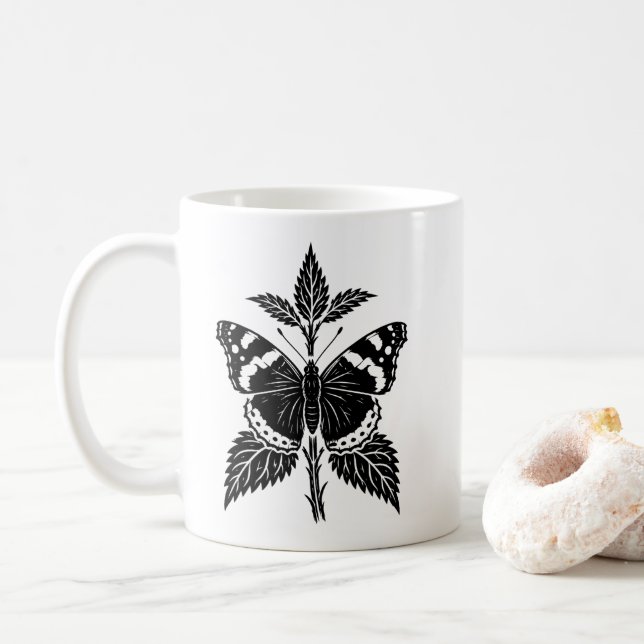 Personalized Red Admiral Butterfly Mug (With Donut)