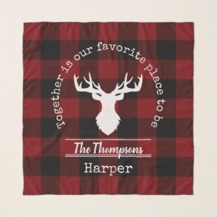 Personalized Red and Black Buffalo Plaid Chiffon Scarf