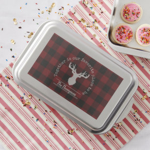 Personalized Red and Black Buffalo Plaid Farmhouse Cake Pan