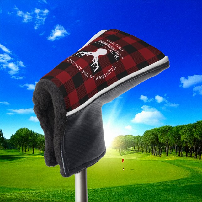 Personalized Red and Black Buffalo Plaid Golf Head Cover (Creator Uploaded)