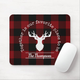 Personalized Red and Black Buffalo Plaid Mouse Pad
