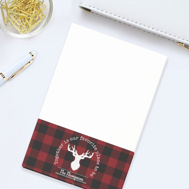 Personalized Red and Black Buffalo Plaid Post-it Notes (Creator Uploaded)