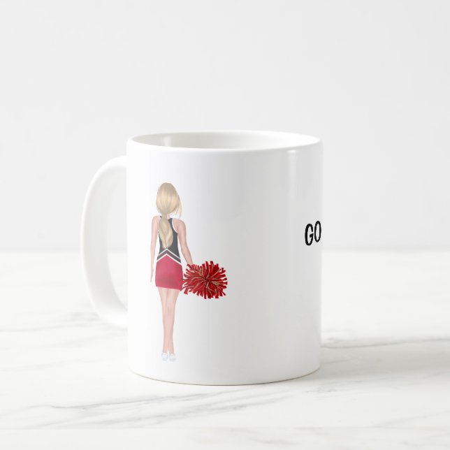 Personalized Red and Black Cheerleader Coffee Mug (Front Left)