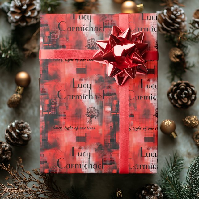 Personalized Red and Black Gift Wrapping Paper (Creator Uploaded)