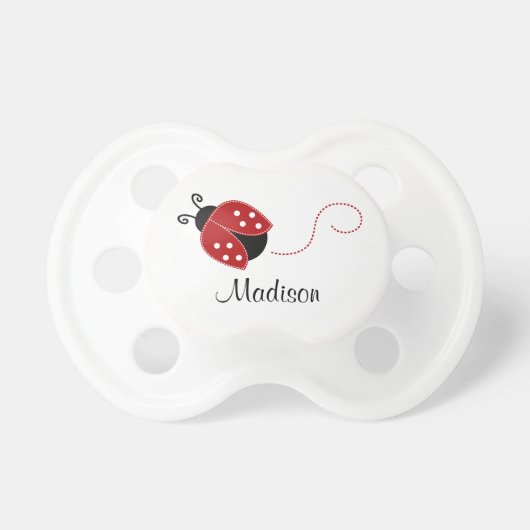 Personalized Red and Black Ladybug Pacifier (Front)