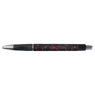 Personalized Red and Black Music Notes Pen
