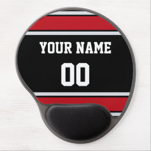 Personalized Red and Black Sports Stripes Gel Mouse Pad