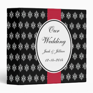 Personalized Red and Black Wedding Scrapbook 3 Ring Binder