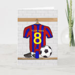 Personalized Red and Blue Football Soccer Jersey Card