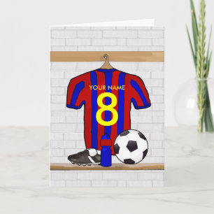 Personalized Red and Blue Football Soccer Jersey Card