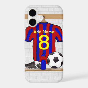 Personalized Red and Blue Football Soccer Jersey iPhone 17 Case