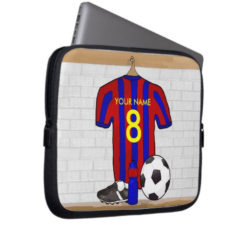 Personalized Red and Blue Football Soccer Jersey Laptop Sleeve