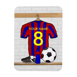 Personalized Red and Blue Football Soccer Jersey Magnet