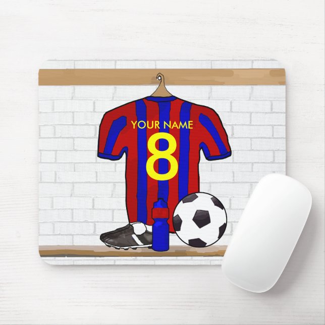 Personalized Red and Blue Football Soccer Jersey Mouse Pad (With Mouse)