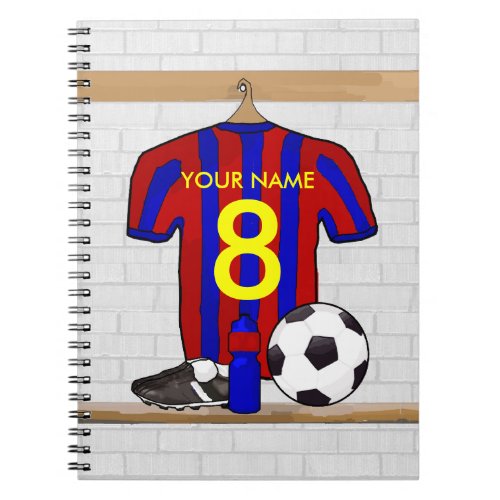 Personalized Red and Blue Football Soccer Jersey Notebook
