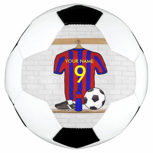 Personalized Red and Blue Football Soccer Jersey Soccer Ball
