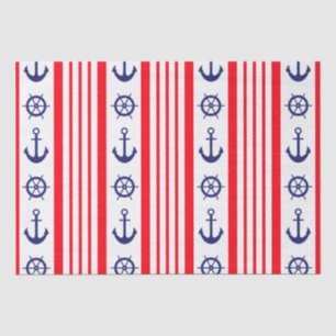Personalized Red and Blue Nautical Anchors Tissue Paper