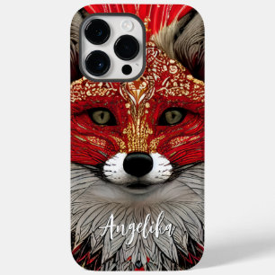 Personalized Red and Gold Abstract Fox Case-Mate iPhone 14 Pro Max Case
